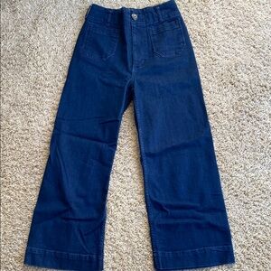 Maeve Dark Blue Cropped Wide-Leg Jeans